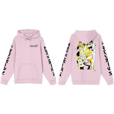 Dragon Ball Z Characters on Back with Kanji Sleeves Men's Pink Graphic Hoodie-Small | Target