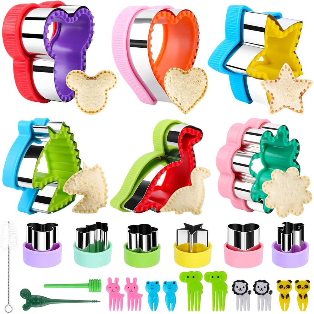Sandwich Cutter for Kids, 25PCS Sandwich Cutter & Sealer Set, Uncrustables Sandwich Maker, Cookie... | Amazon (US)