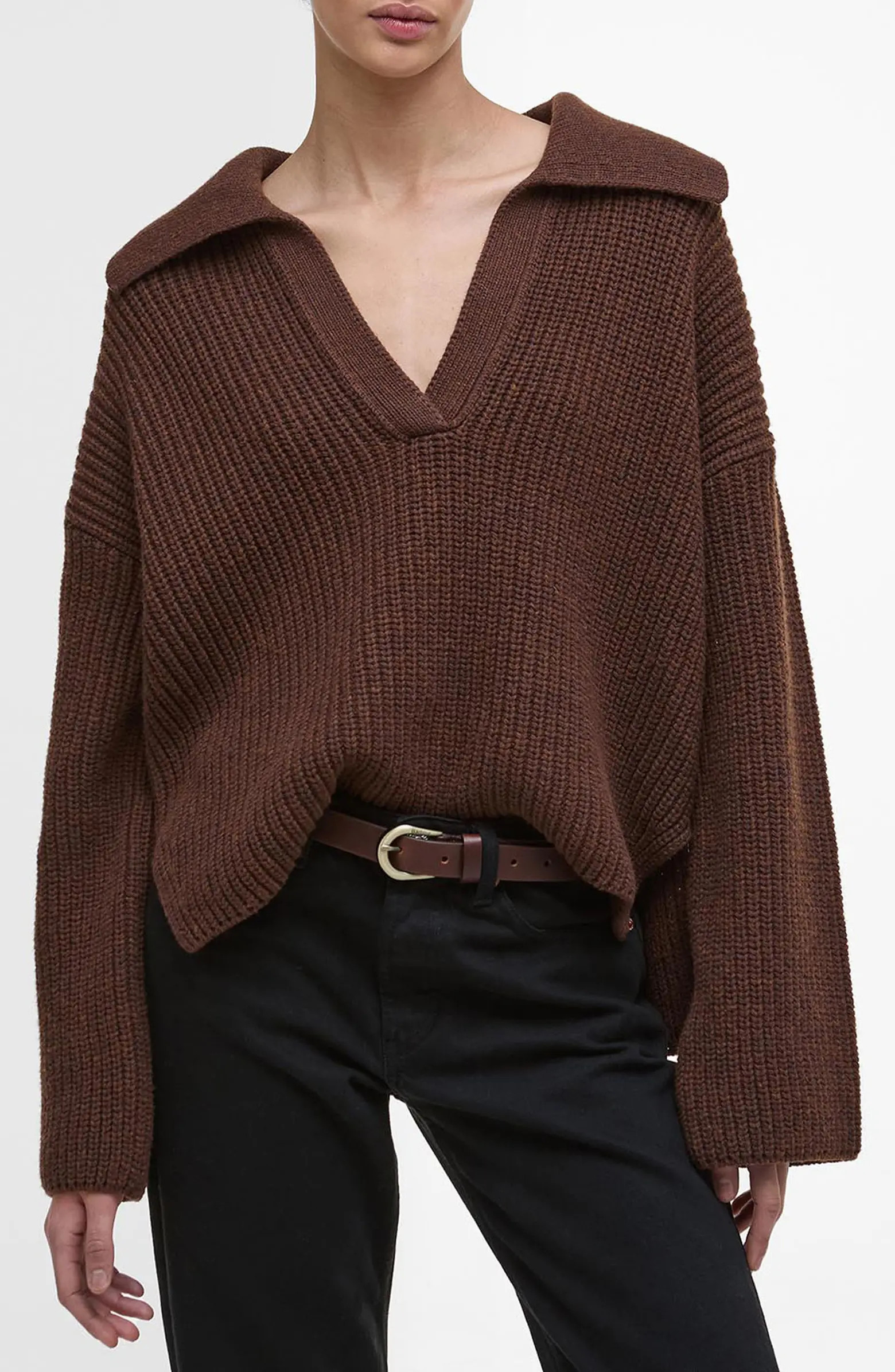 Barbour Robyn Cotton & Wool Blend Johnny Collar Sweater | Nordstrom | Nordstrom