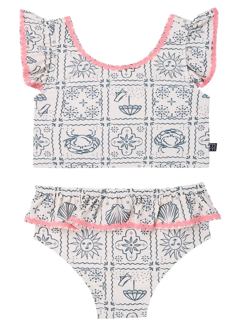 Modern Moments by Gerber Toddler Girl Two- Piece Swimsuit with Ric- Rac, Sizes 12M-5T | Walmart (US)