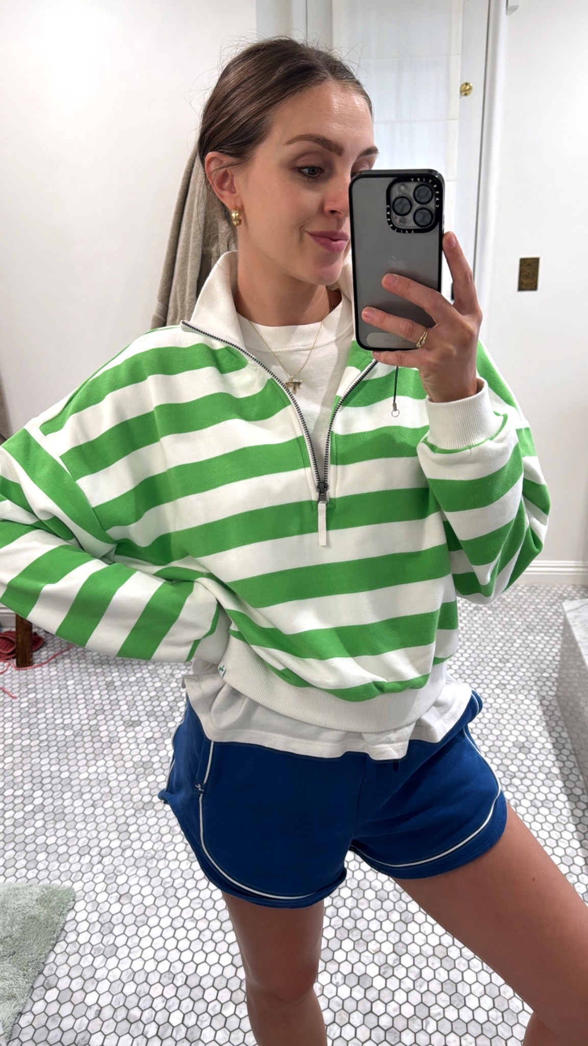 Cute and comfy sweatshirt and shorts, striped sweatshirt, crop, white tee, tts 