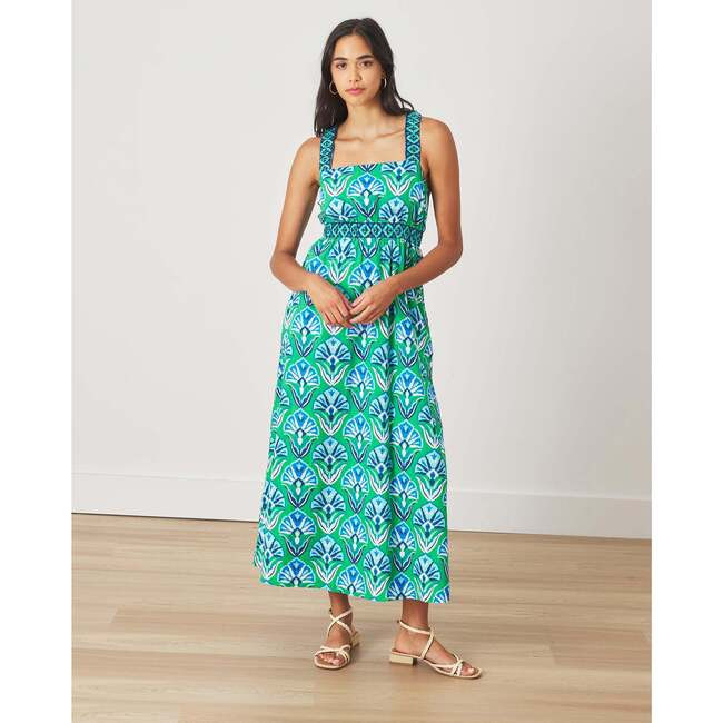 Printfresh | Geo Floral, Coastal Dress, | Organic Cotton (Green Juice, Size X-Small) | Maisonette | Maisonette