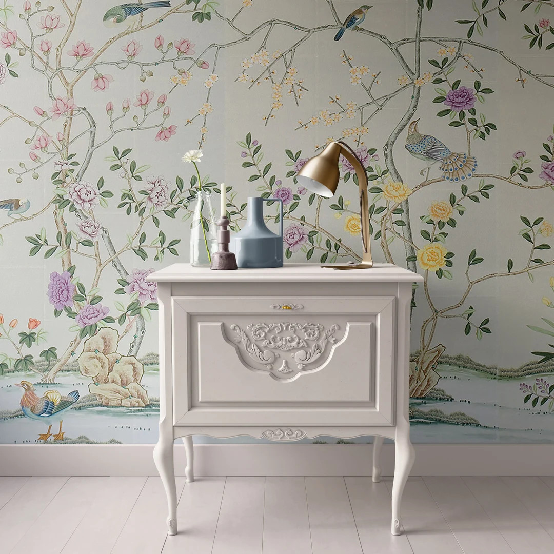 Dollhouse Wallpaper, Miniature  Pale Gray Chinoiserie , 1:12, Peel & Stick or Premium Matte | Etsy (US)