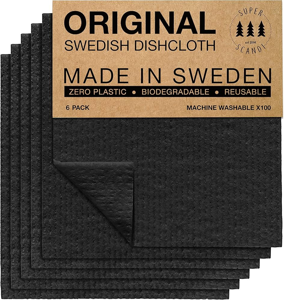 Swedish Dishcloths 6 Pack Artisan Black Eco Friendly Reusable Sustainable Biodegradable Cellulose... | Amazon (CA)