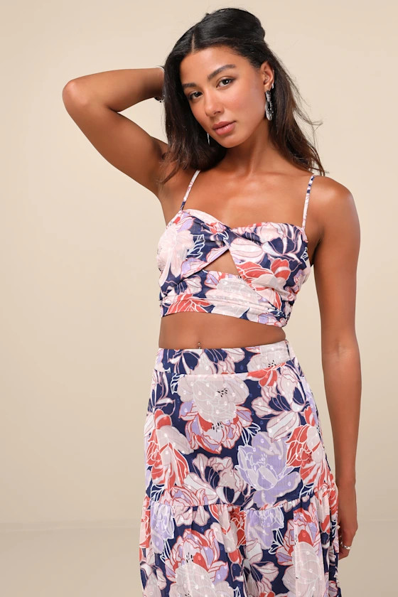 Floating Through Flowers Multi Floral Two-Piece Midi Dress | Lulus