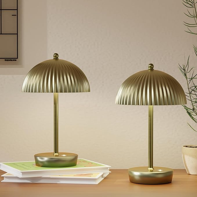 Small Portable Cordless Table Lamp, 3-Way Dimmable Touch Rechargeable Battery Powered Mushroom La... | Amazon (US)