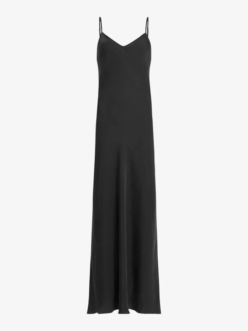 Bryony V-neck bias-cut recycled-polyester midi dress | Selfridges