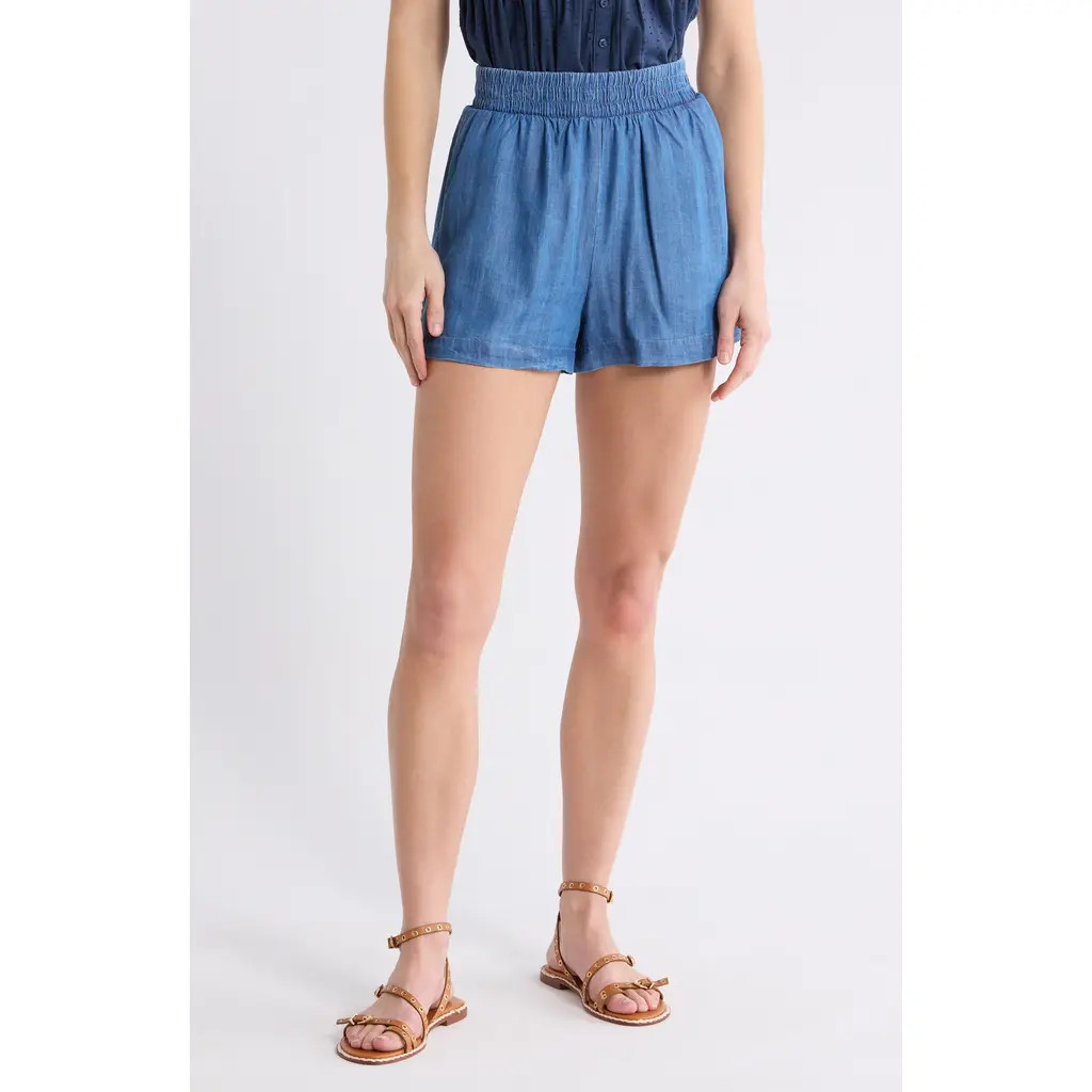 Blu Pepper Elastic Waist Shorts in Denim at Nordstrom Rack, Size Medium | Nordstrom Rack