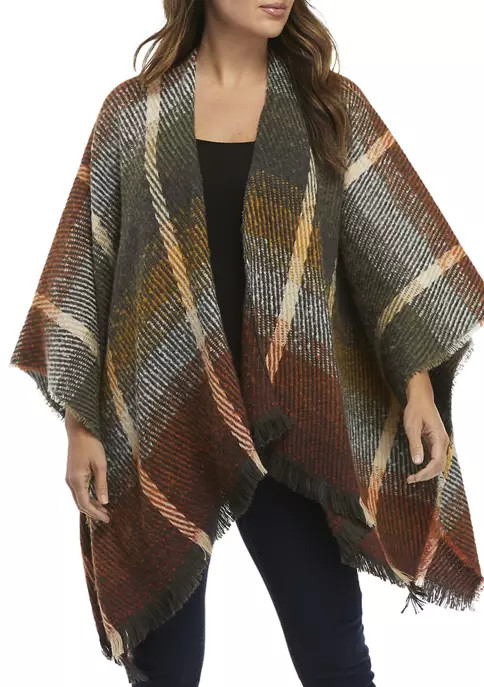 Women's Ombré Plaid Open Front Topper | Belk