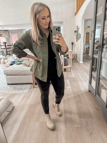 The perfect olive green utility jacket perfect for fall weather! Paired with these memory foam Chelsea boots both from @Walmart!
#WalmartFashion #WalmartPartner 

#LTKshoecrush #LTKstyletip #LTKSeasonal