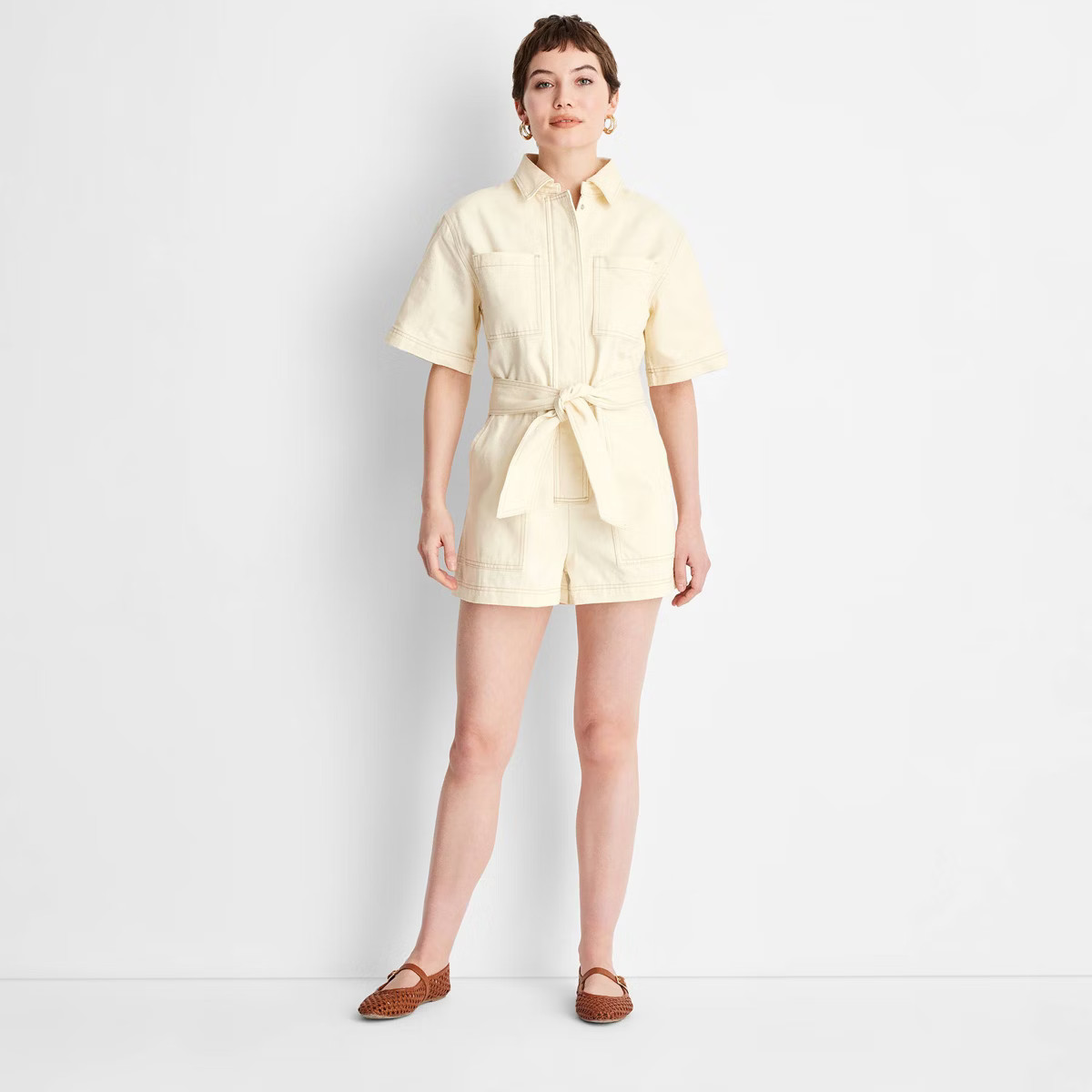 Women's Short Sleeve Utility Romper - Future Collective | Target