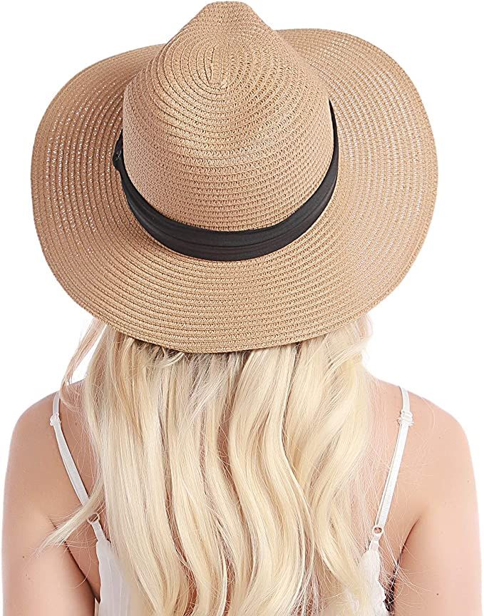 Womens Straw Hat Sun Hat for Women Beach Cap Summer Hats UV Protection UPF50+ | Amazon (US)