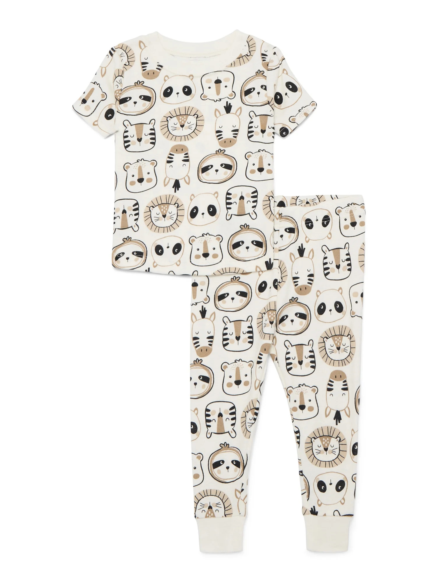 Wonder Nation Toddler Boys or Girls Cotton Snug-Fit Top and Pants Pajama Set, 2-Piece, Sizes 12M-... | Walmart (US)