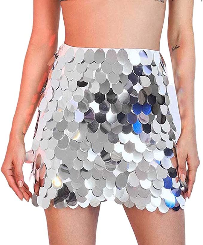 Zoestar Sequin Skirt Sparkly Sequin Wrap Skirt Dance Hip Scarf Shiny Party Skirts Club Costume Sk... | Amazon (US)