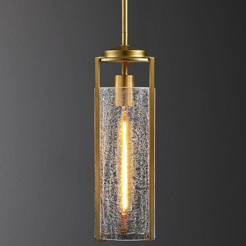 Untrammelife 1-Light Gold Pendant Light, Modern Crackle Glass Shade Pendant Light Fixtures, Adjus... | Amazon (US)