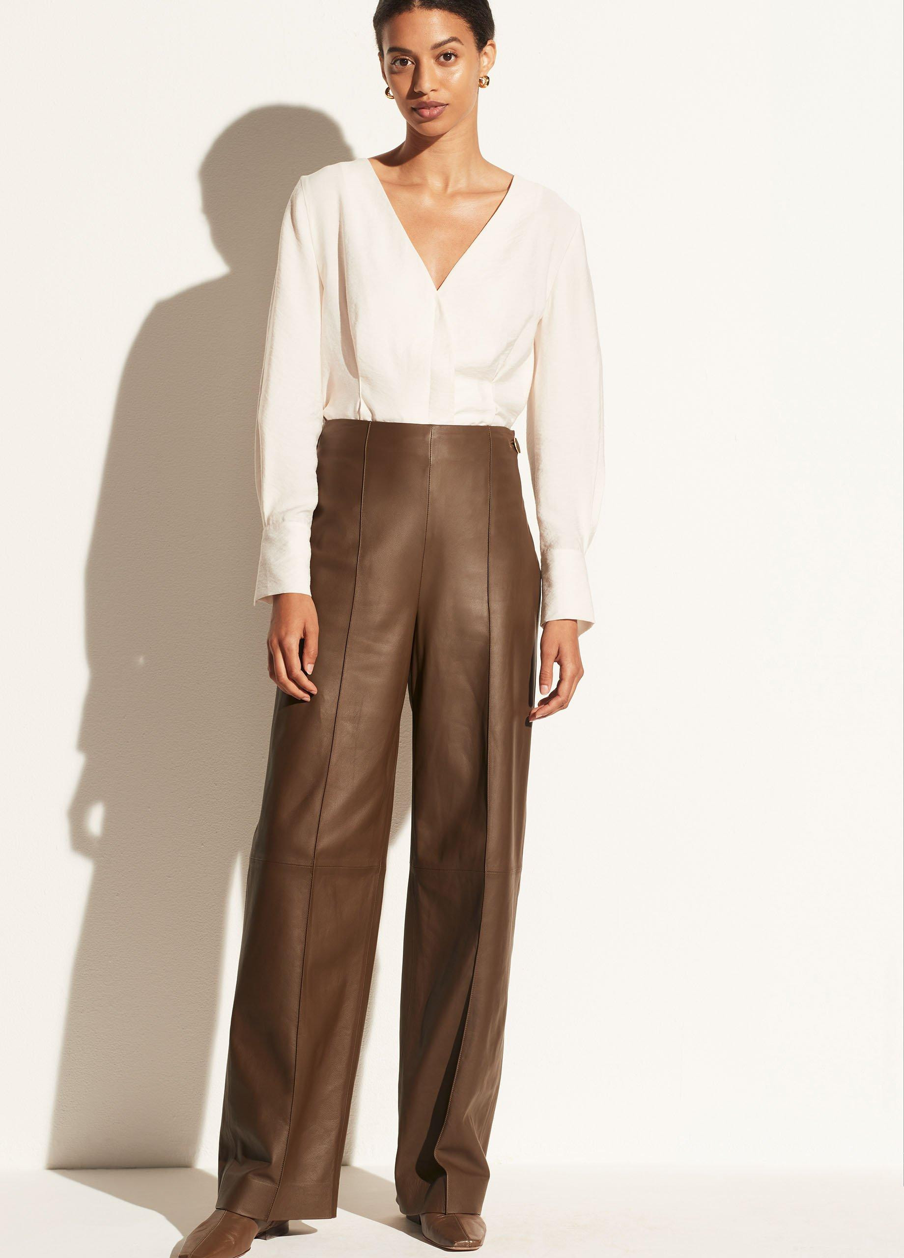 Leather Pintuck Pant | Vince LLC