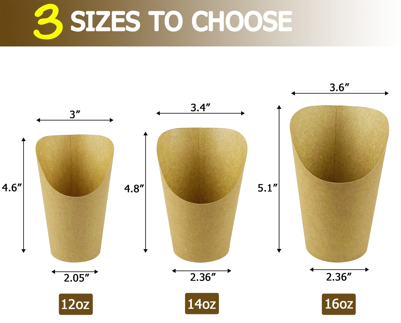 CAMKYDE 50 Pcs French Fries Holder, 12oz Disposable Paper French Fry Cups Charcuterie Cups for al... | Amazon (US)