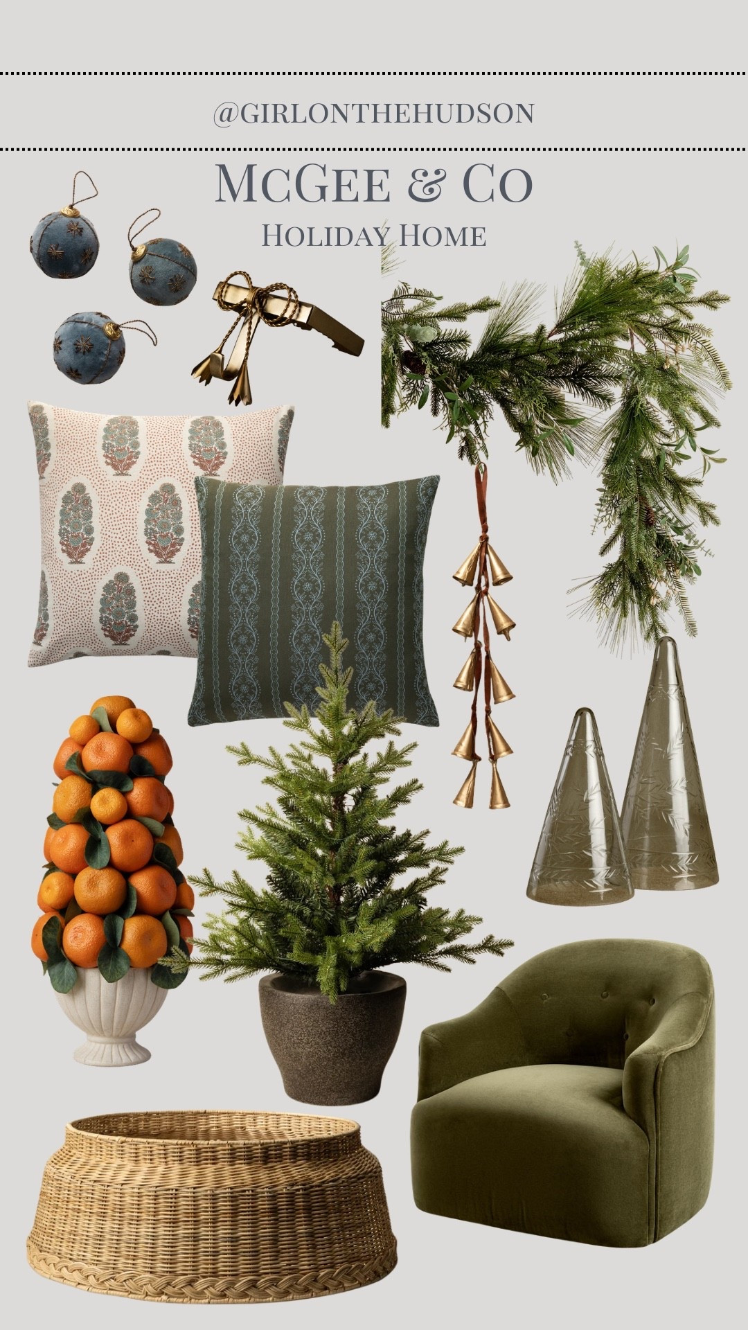The @mcgeeandco holiday collection just launched and it’s sure to sell out so quickly! I’ve pulled together my favorite pieces from the collection: festive pillows, the coziest chair, holiday tabletop decor and ornaments, realistic garland and mini trees. This woven tree collar was a best seller last year but sold out so early! Grab what you like now before it’s gone!