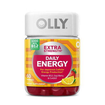 OLLY Extra Strength Daily Energy, 1000 mcg, Vitamin B12 and Caffeine-Free Gummies - Berry Yuzu Flavor - 60ct: Gluten-Free & No Artificial Flavors | Target