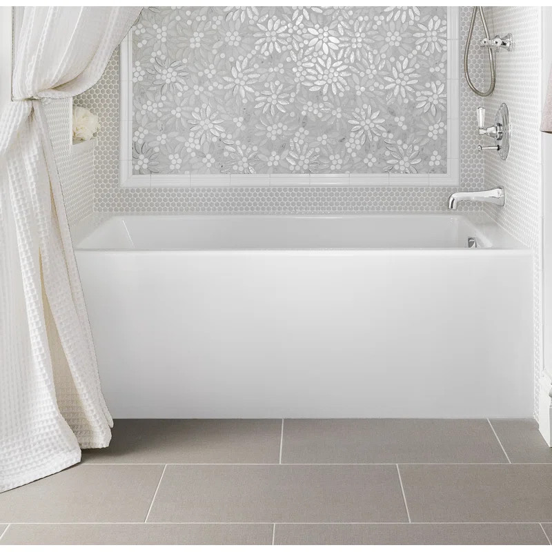 Designer 72" x 32" Alcove Soaking Acrylic Bathtub | Wayfair Professional