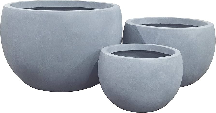 Kante 20" D, 16" D and 12" D Lightweight Concrete Outdoor Round Planter, Set of 3, Outdoor Indoor... | Amazon (US)