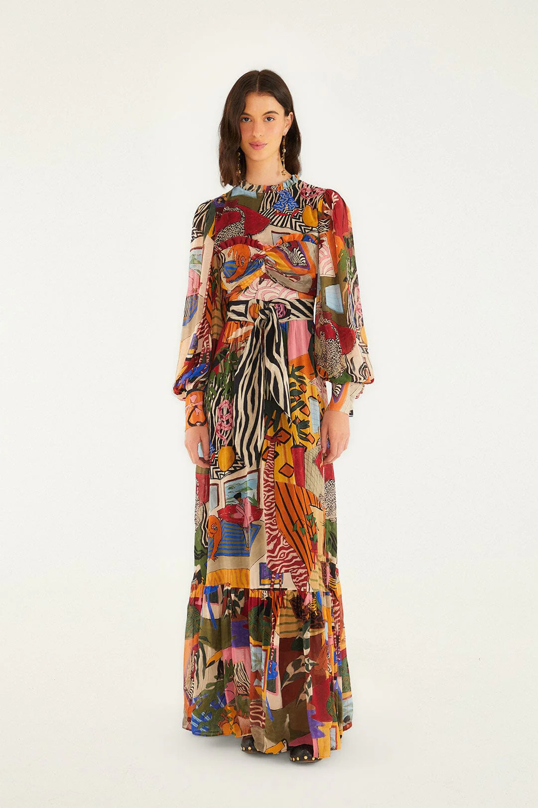 Tropical Multicolor Long Sleeve Maxi Dress | FARM Rio | FarmRio (US)