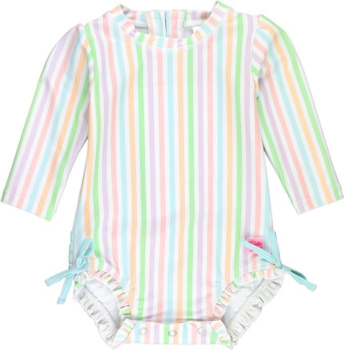 RuffleButts® Baby/Toddler Girls UPF 50+ Sun Protection Long Sleeve One Piece Swimsuit with Zippe... | Amazon (US)