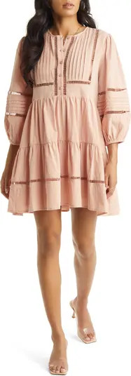 Ladder Stitch Cotton Babydoll Dress | Nordstrom