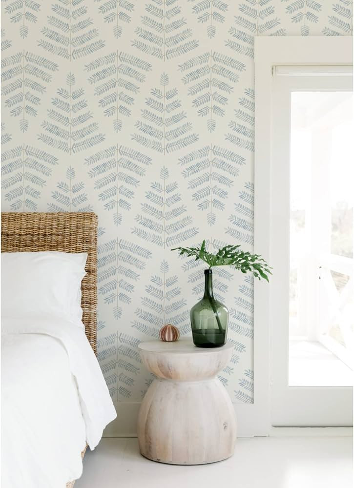 RoomMates RMK12637PL Cat Coquillette Leaflets Peel and Stick Wallpaper, Blue | Amazon (US)