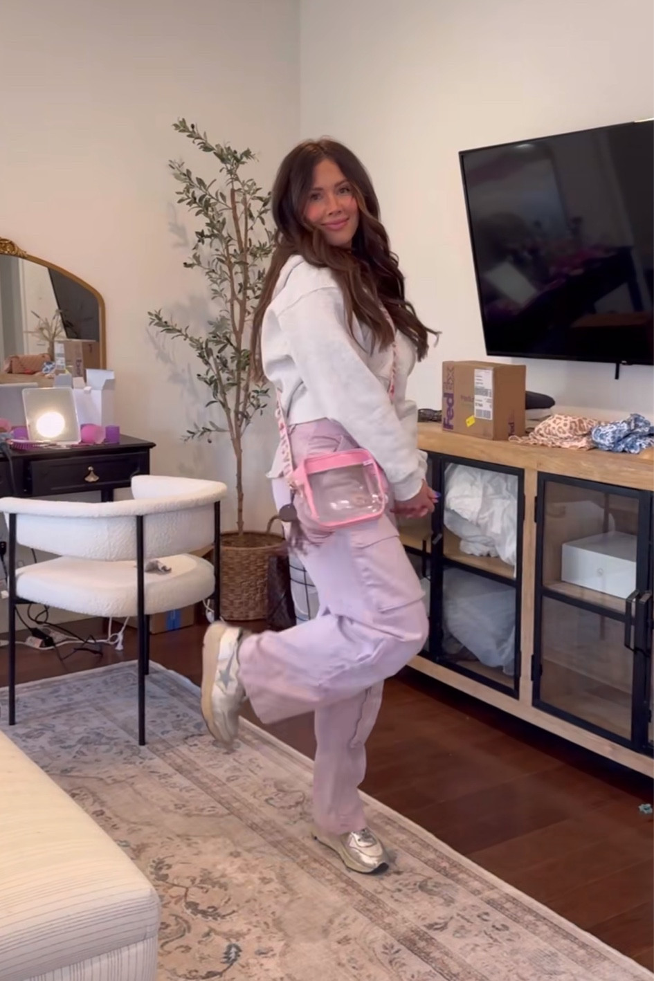 Last nights hockey game outfit!!! 

Mom favorites, hockey game, sporting event, what to wear, how to style, cargo pants, pink pants, fun style, mom of four, casual 

#LTKfindsunder100 #LTKSeasonal #LTKstyletip