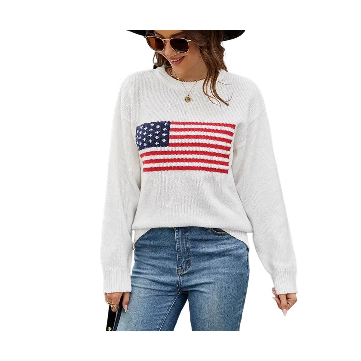 Flag Sweater for Women Striped Star Sweaters Sweatshirt Patriotic Knitted Loose Pullover Top | Target