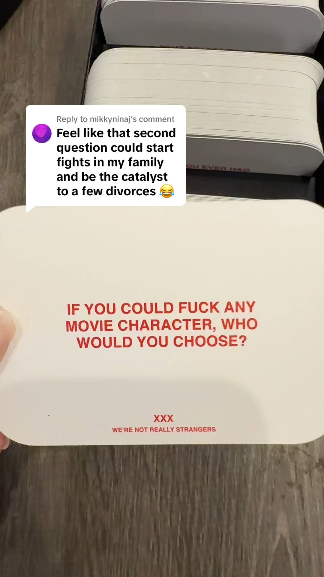 For the people who can laugh, be honest, and not take things too seriously.

We’re Not Really Strangers XXX Adult Edition is perfect for game nights, parties, date nights, or bachelorette weekends with friends who are ready for bold questions and real answers. It’s funny, spicy, and the kind of game that gets everyone talking fast.

#adult #games #spicy #ConversationCards 

 #LTKdayinmylife #LTKstorytime #LTKActive