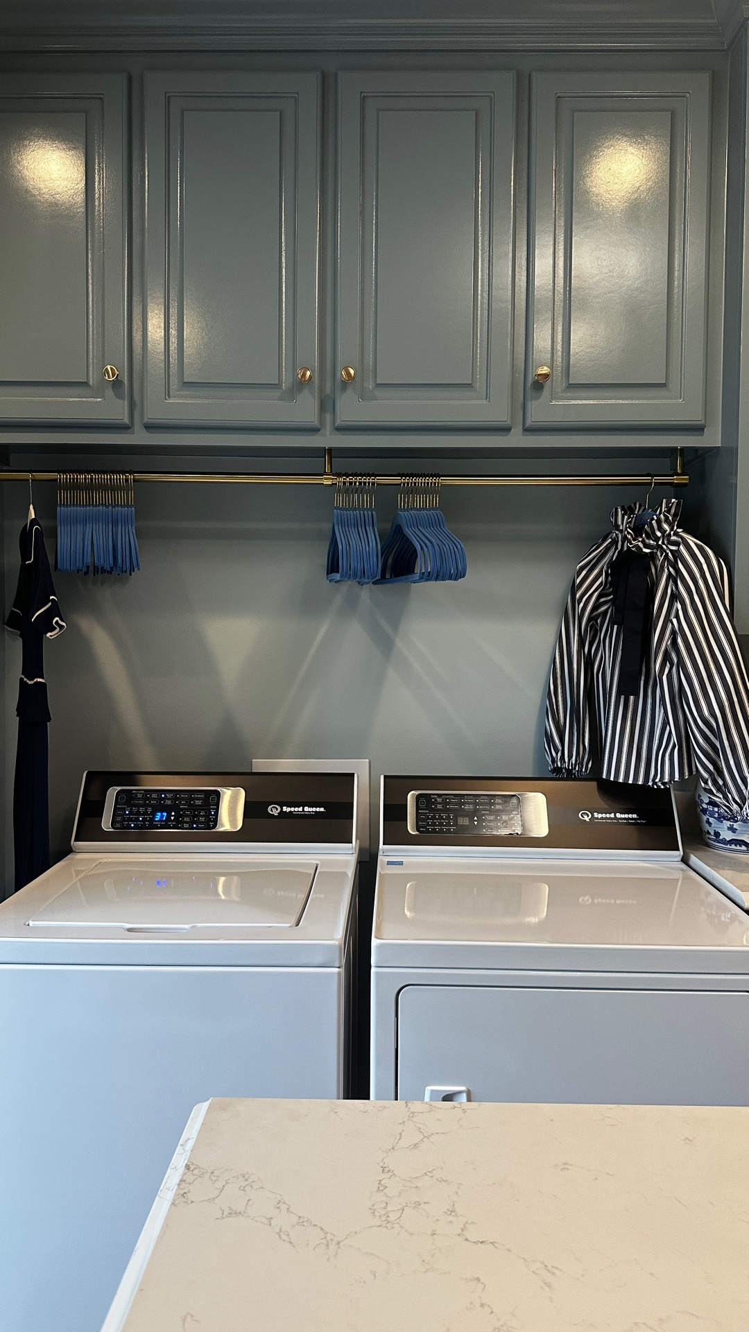 Laundry room decor, laundry hanging bar, built in hampers

#LTKOver40 #LTKHome