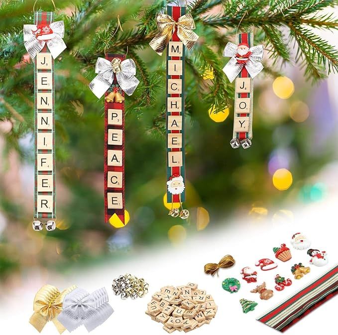 Christmas Ornaments Tree Decorations Personalized Crafts for Girls Adults Kids Kit DIY Ribbon Let... | Amazon (US)