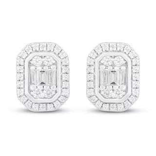 Diamond Earrings 1/3 ct tw Round/Baguette 10K White Gold|Kay | Kay Jewelers