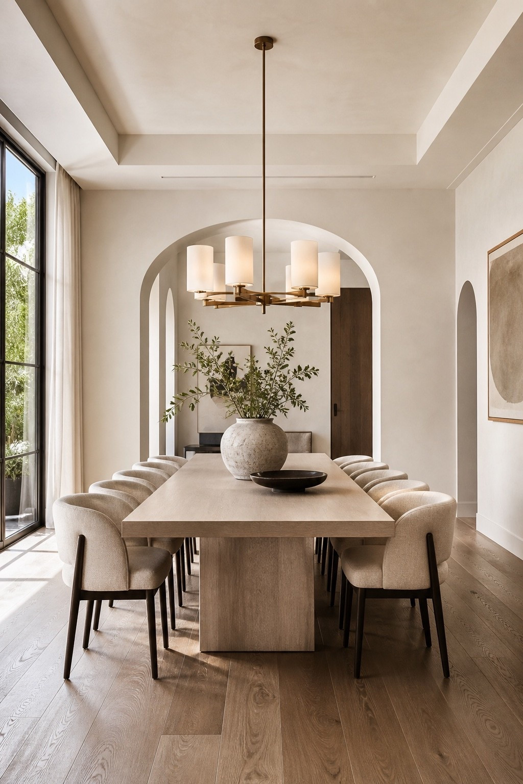 Elegant dining room with soft neutral tones, sculptural arches, and a warm refined organic feel.

#diningroom #organicmodern #moderndiningroom #interiordesign #homedecor #neutralinterior #wooddiningtable #statementlighting #warmminimalism #softminimalism #diningroomdecor #modernhome #interiorinspo #eleganthome #designerstyle #refinedinteriors #homeinspiration #pinteresthome #ltkhome #calmhome