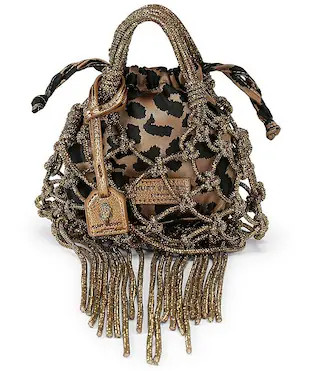 Kurt Geiger London Mini Fringe Leopard Macrame Crystal Clutch | Dillard's | Dillard's