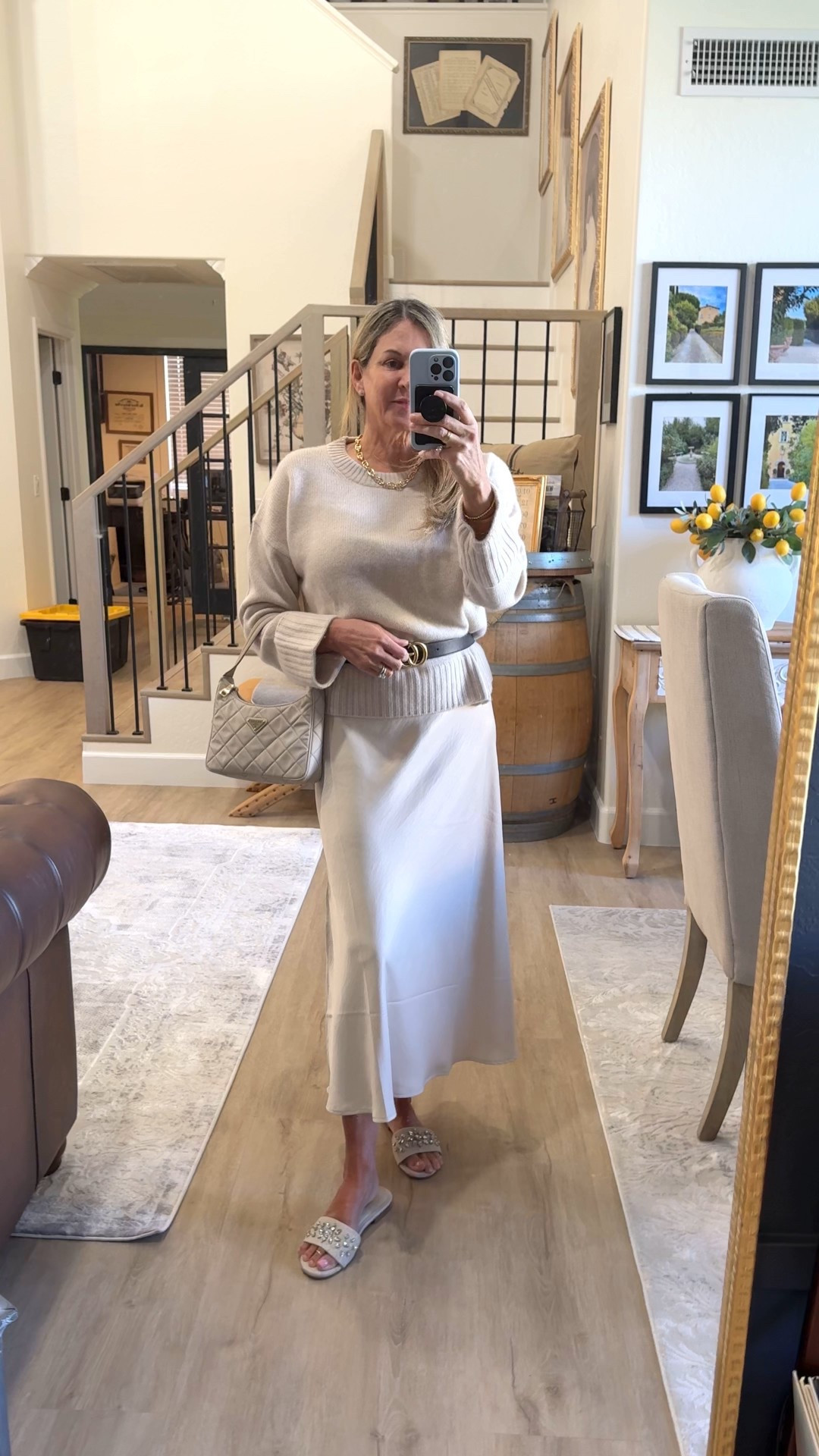 Travel Tip Styling. Each piece should work separately as well as together. Select a color palette and go with versatile pieces. Here I'm wearing a slip dress with crew neck sweater and belted at waist. 

#LTKMidsize #LTKootd #LTKOver40