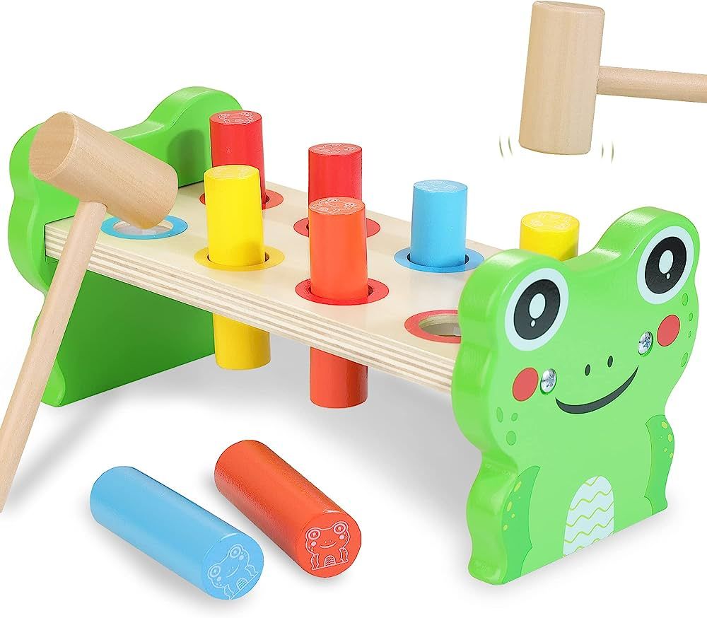 Amtreen Wooden Hammering Pounding Toy Montessori Early Developmental Toys for 1 2 3 Year Old Sens... | Amazon (US)