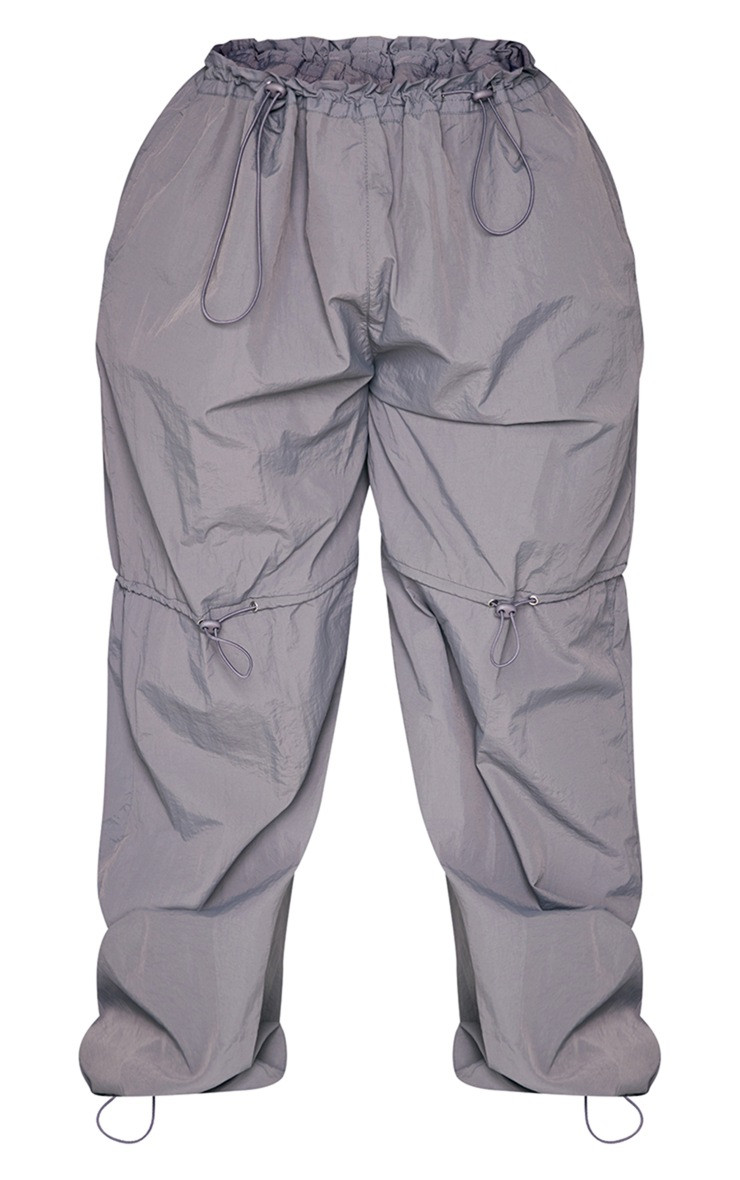 Plus Grey Parachute Toggle Detail Cargo Pant | PrettyLittleThing US