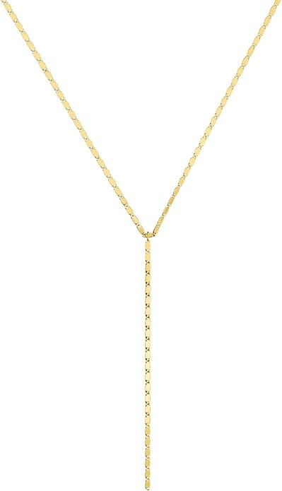 Foxgirl Lariat Gold Necklace for Women, Dainty Long Necklace 14k Gold Plated/Silver Y-Shaped Pend... | Amazon (US)