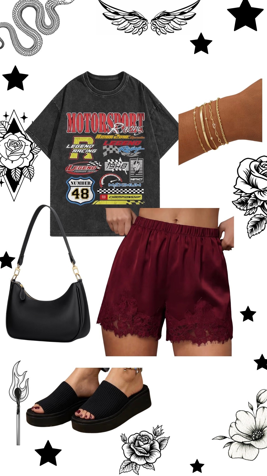 Edgy summer fashion from Amazon. Perfect for summer. Oversized graphic tee and satin lace shorts.

#LTKMidsize #LTKootd #LTKgrwm