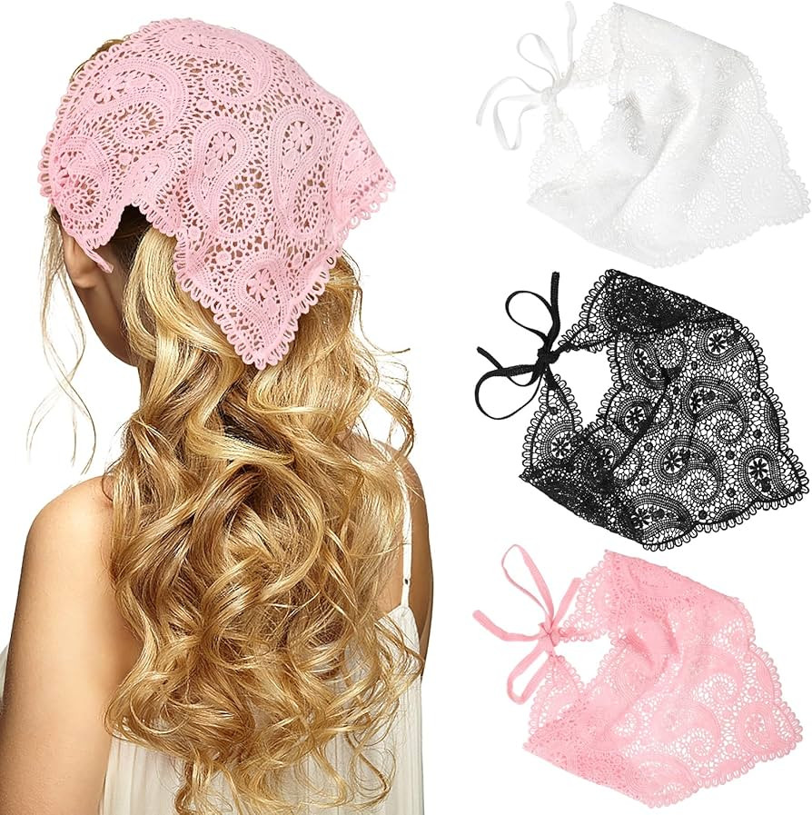 WELROG 3 PCS Hair Scarf, Hair Bandanas Chiffon Head Kerchief, Vintage Knitted Headband for Women,... | Amazon (US)