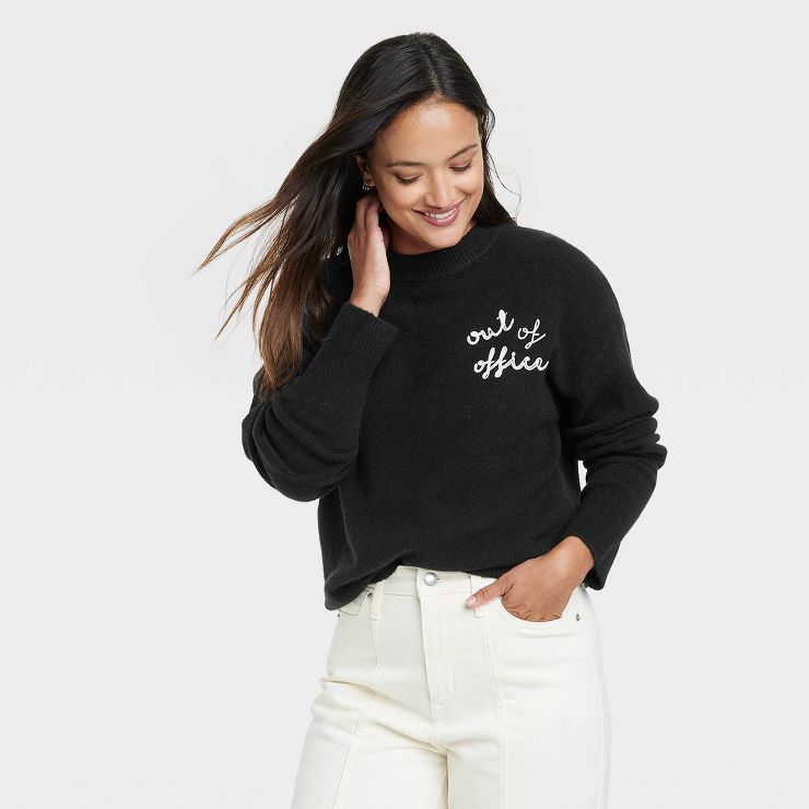 Women's Crewneck Slogan Sweater - A New Day™ | Target