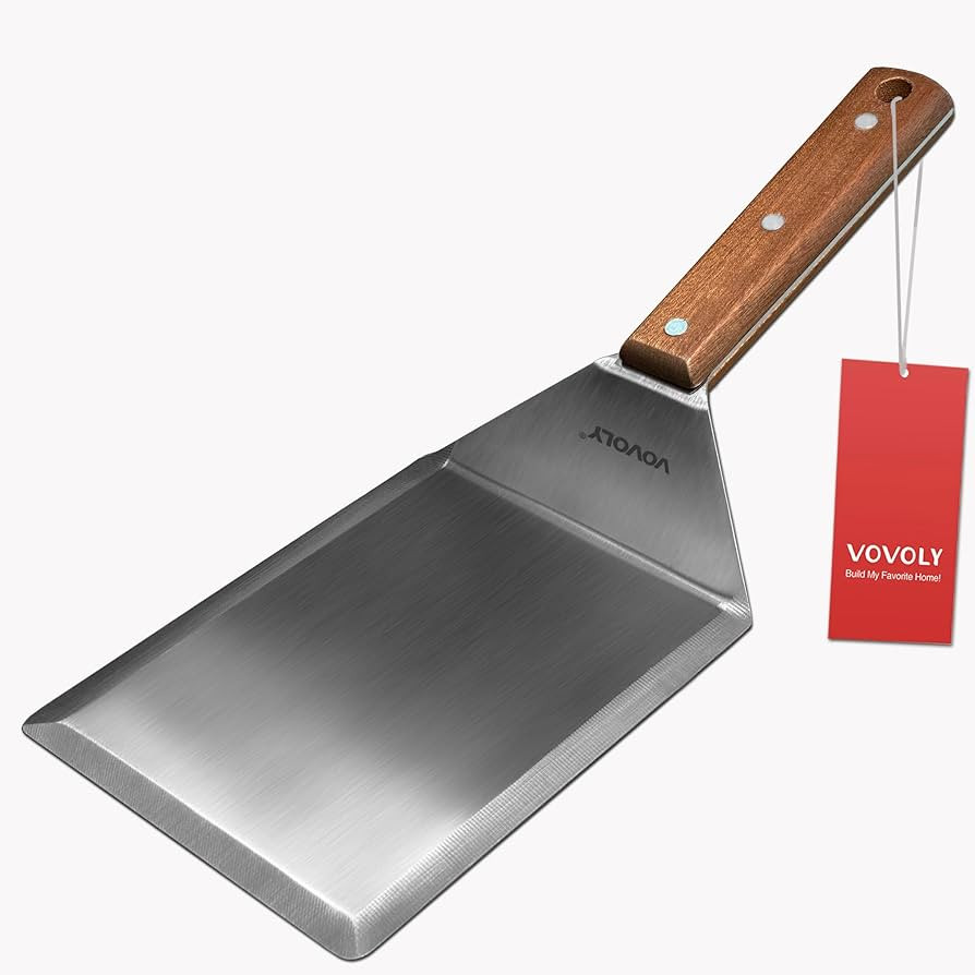 Extra Wide Spatula, Large Metal Spatula with Full Tang Wooden Handle & Beveled Edges for Skillets... | Amazon (US)