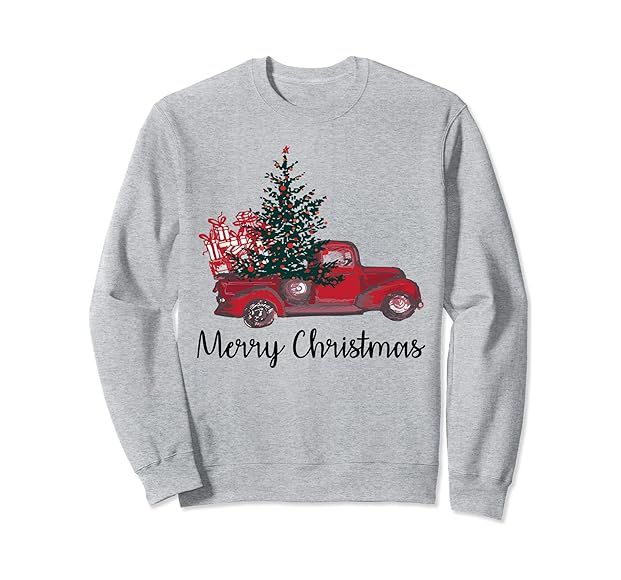 Vintage Red Truck Wagon Merry Christmas Pajamas Sweatshirt | Amazon (US)
