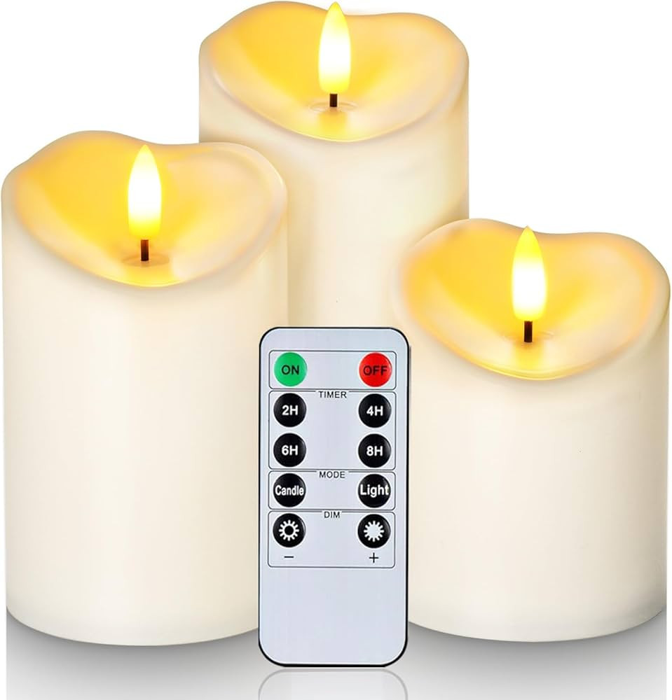 Homemory Waterproof Flickering Flameless Candles, Outdoor Battery Operated LED Pillar Candles wit... | Amazon (UK)