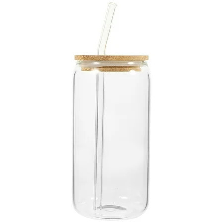 Supvox Clear Glass Drinking Cup with Bamboo Lid for Home and Cafe Use | Walmart (US)