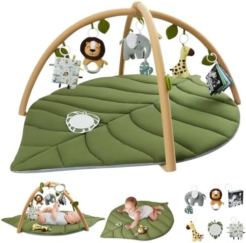 Blissful Diary Baby Play Gym & Activity Mat, Oversize Leaf Shaped Baby Play Mat w 6 Detachable To... | Amazon (US)