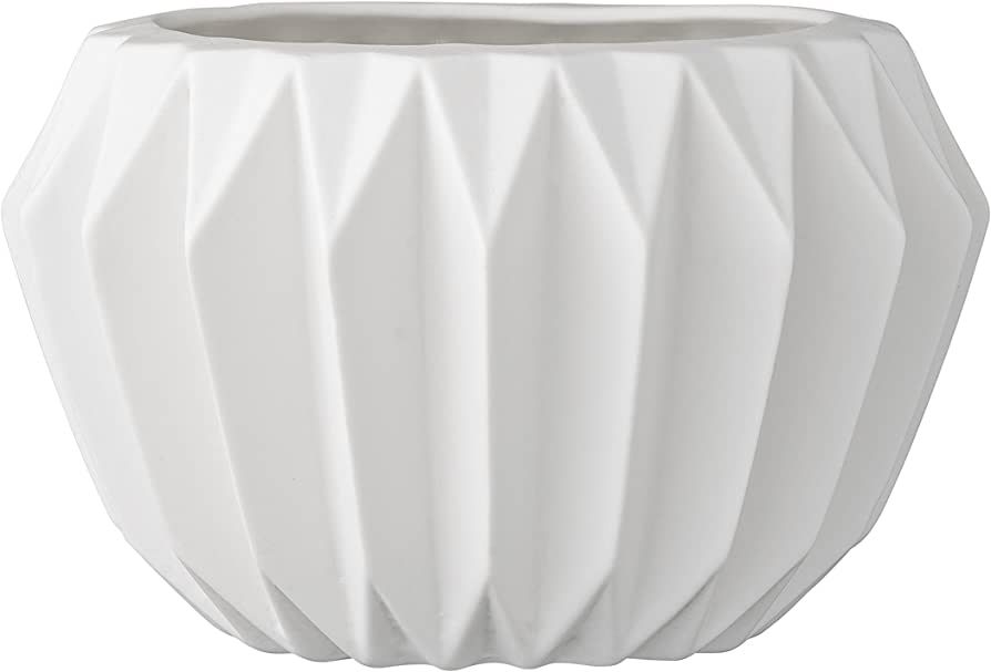 Bloomingville A21900018 Round White Fluted Ceramic Flower Pot 6 Inch x 4 Inch | Amazon (US)